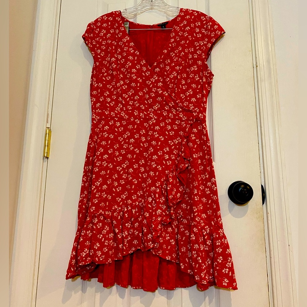 J Crew faux wrap dress floral print red